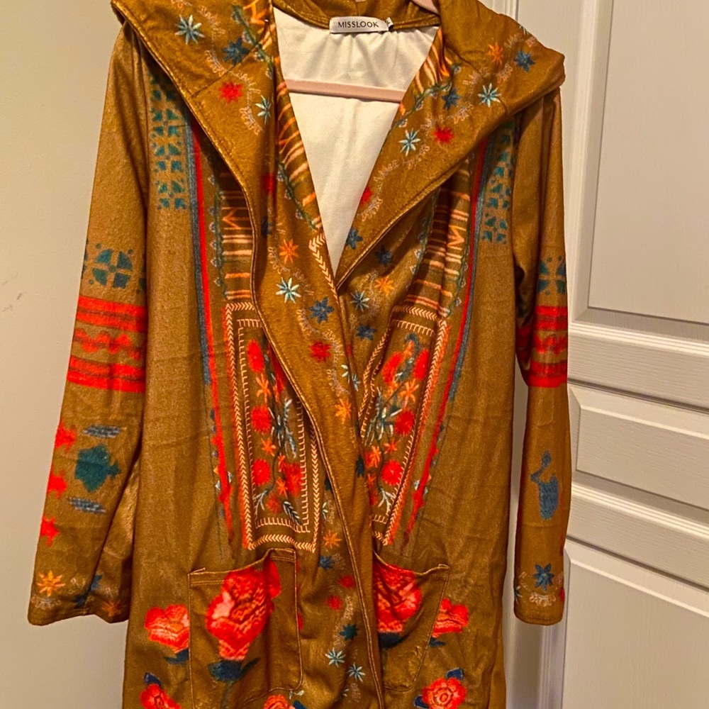 Gold floral colored full length coat